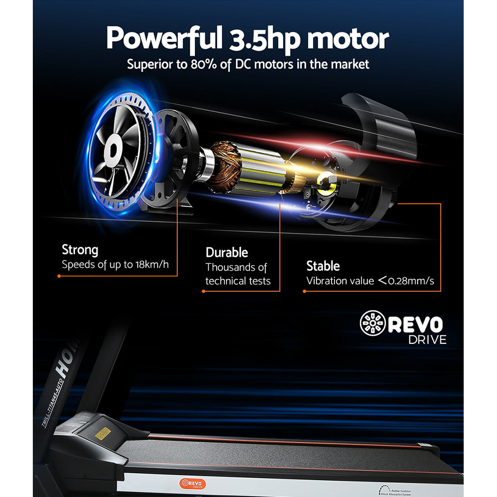 Titan Electric Treadmill with Auto Incline – Black – 450 mm Belt