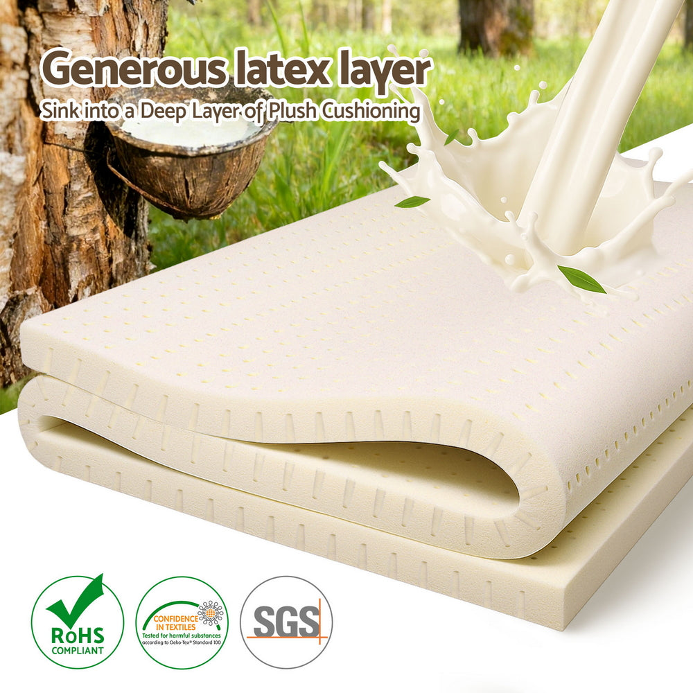 Halston Natural Latex Mattress Topper – White – King Single