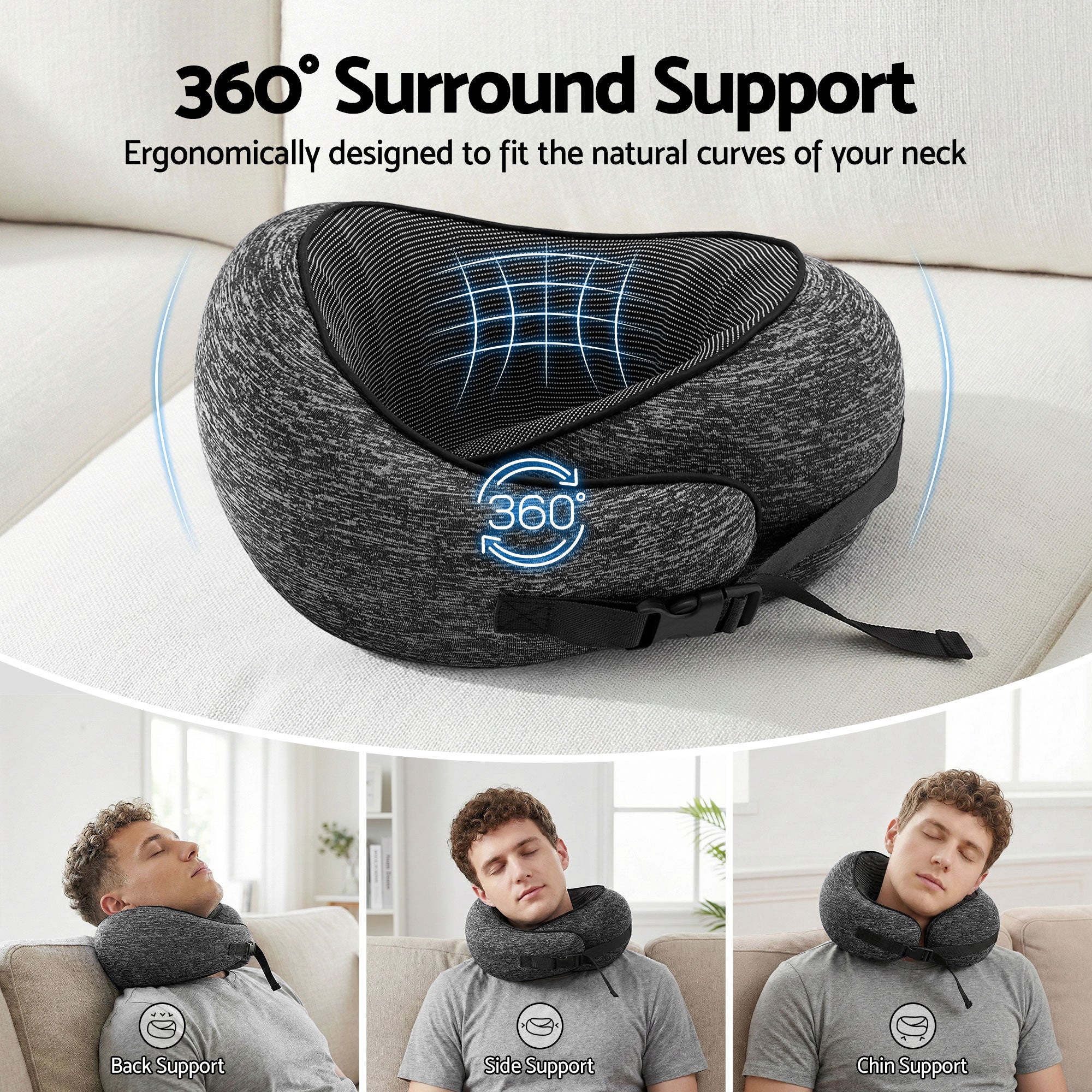 Sereno Travel Neck Pillow – Grey – Standard