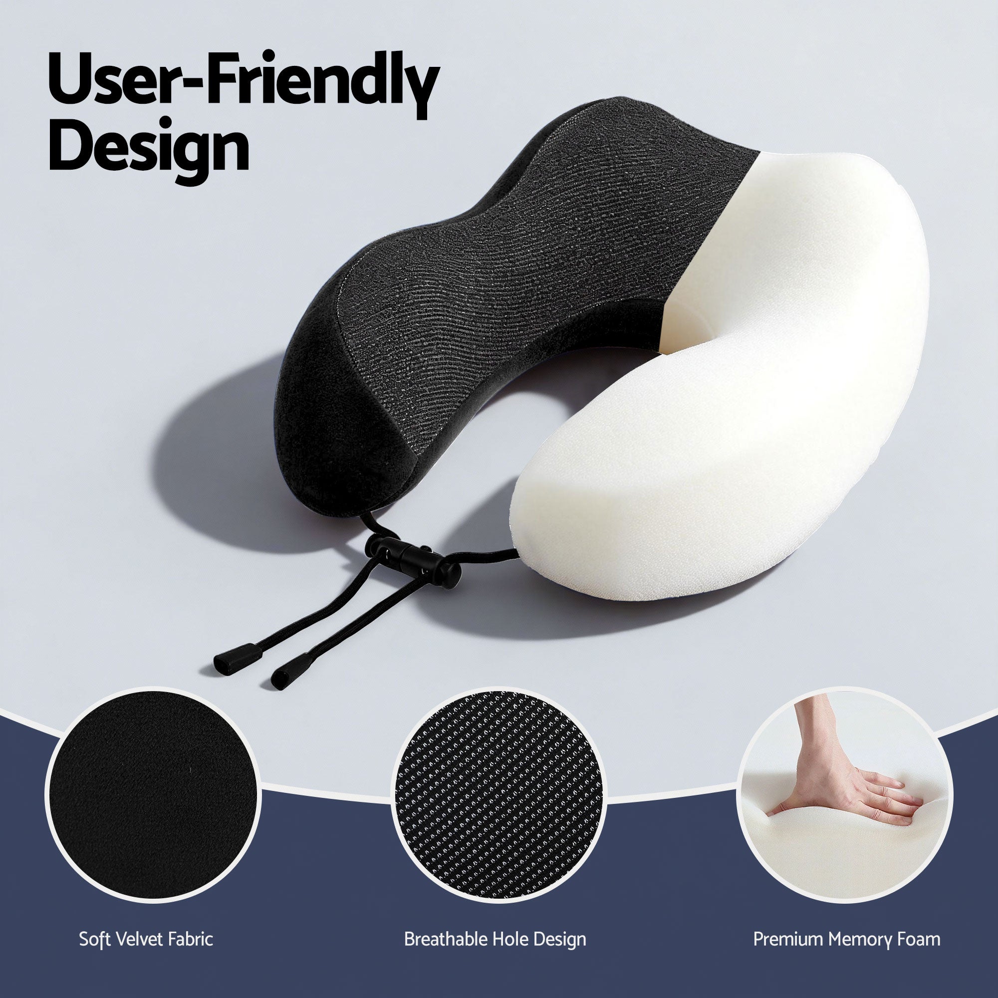Serano Memory Foam Travel Pillow – Black