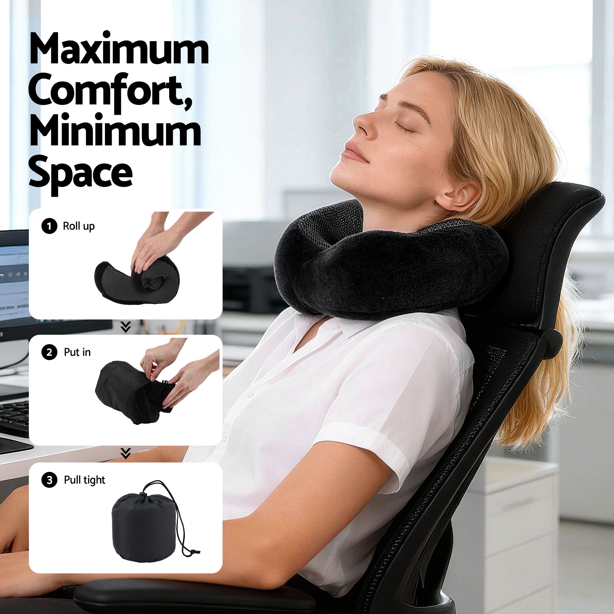 Serano Memory Foam Travel Pillow – Black