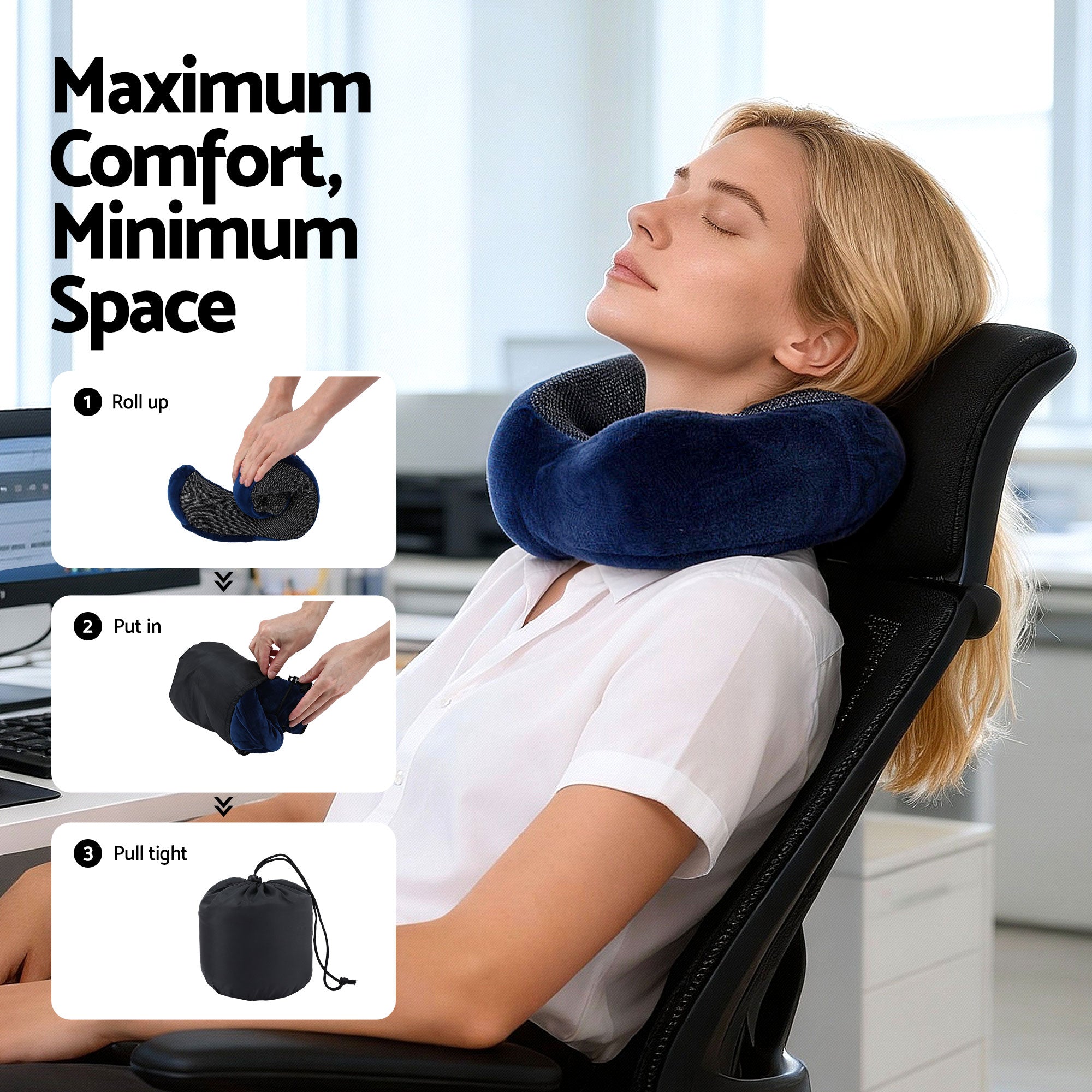 Serano Memory Foam Travel Pillow – Blue