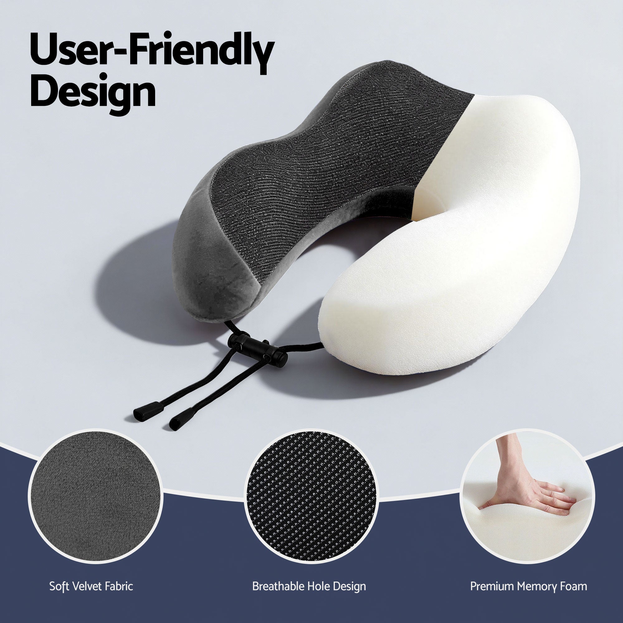 Serano Memory Foam Travel Pillow – Grey
