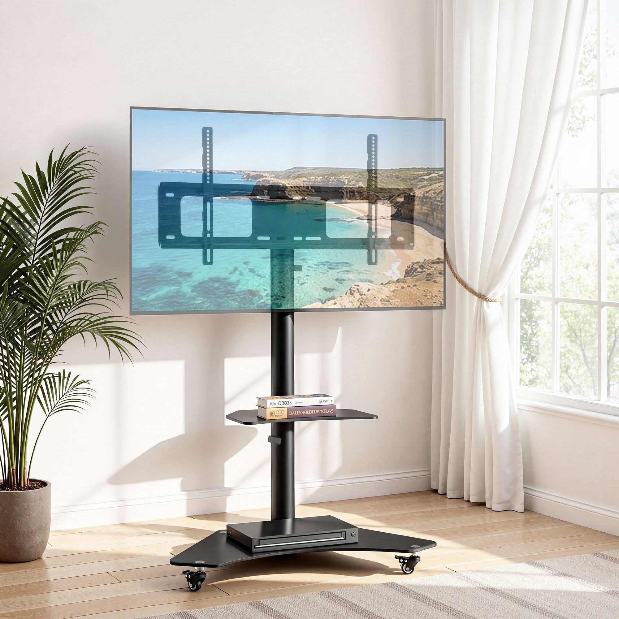 Cove 40 - 100" TV Stand Mount Bracket Universal Adjustable Height with Wheels