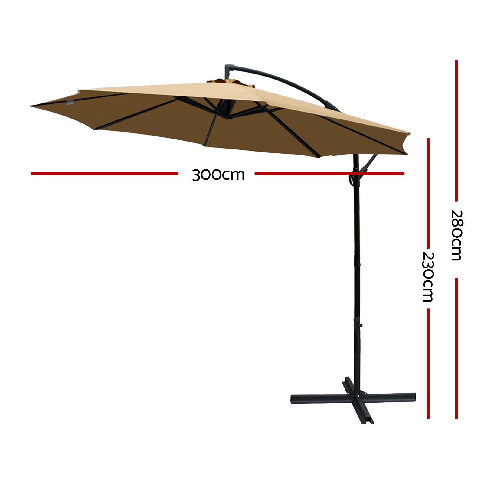 Alderon Outdoor Side Post Umbrella – Beige – 3m