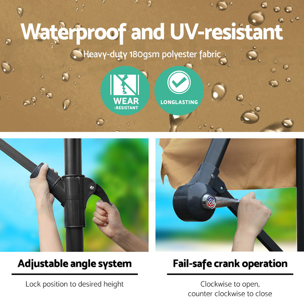 Alderon Outdoor Side Post Umbrella – Beige – 3m