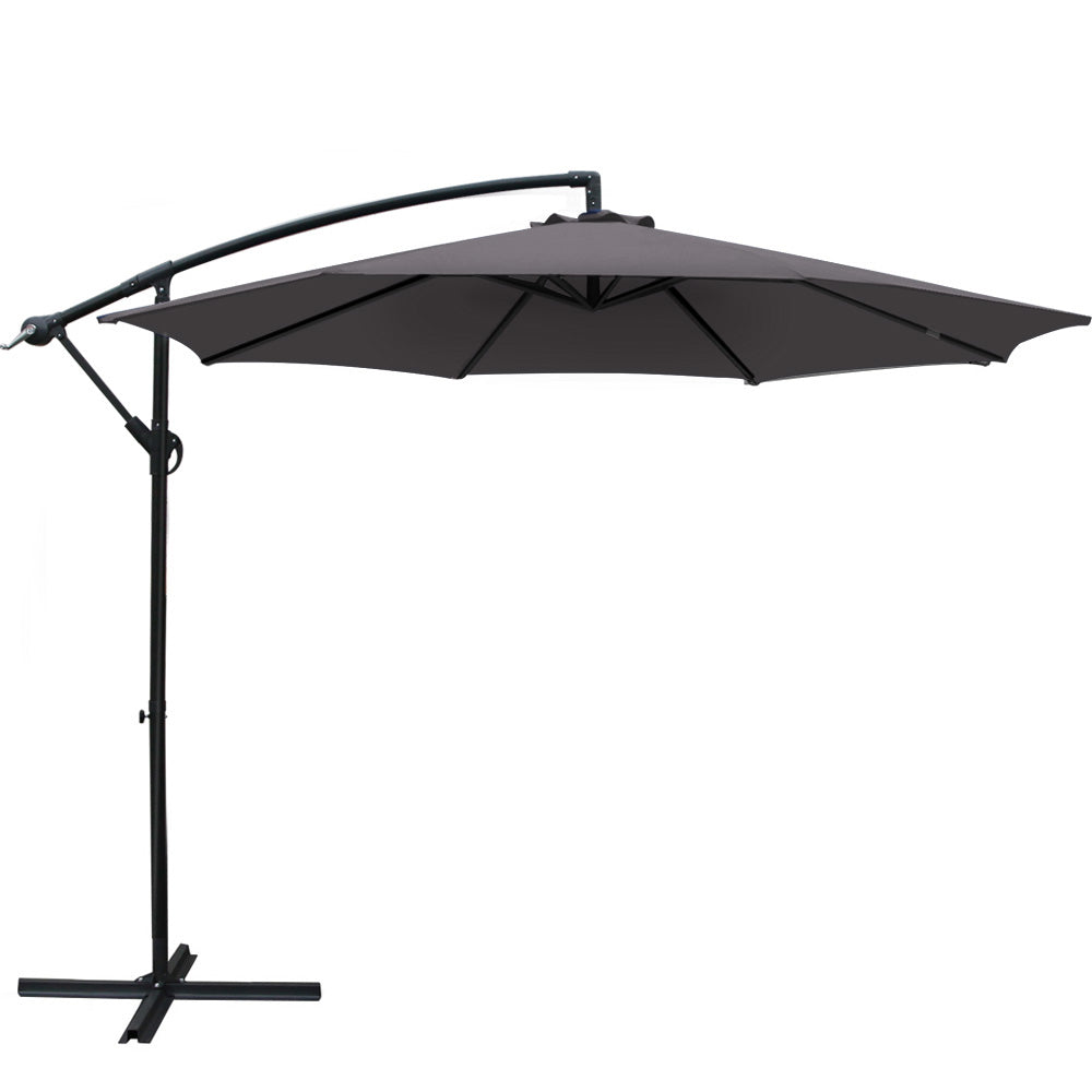 Cove 3m Outdoor Umbrella Cantilever Beach Garden Patio Charcoal
