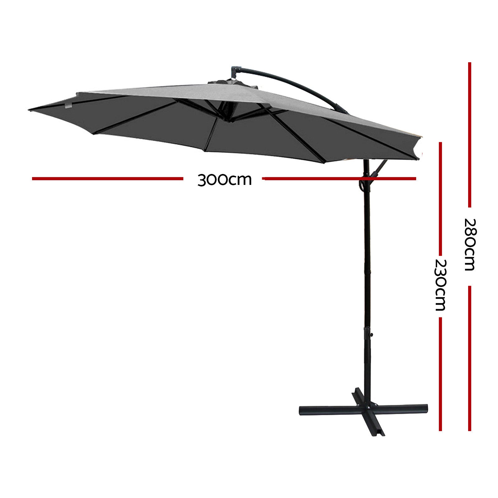 Cove Cantilever Outdoor Umbrella – Grey / Charcoal – 140 & above