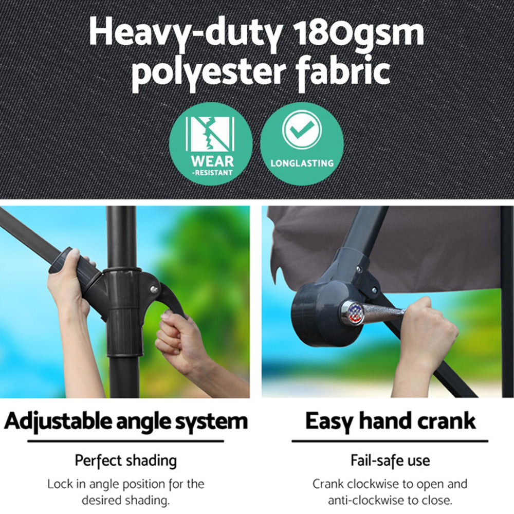 Cove Cantilever Outdoor Umbrella – Grey / Charcoal – 140 & above