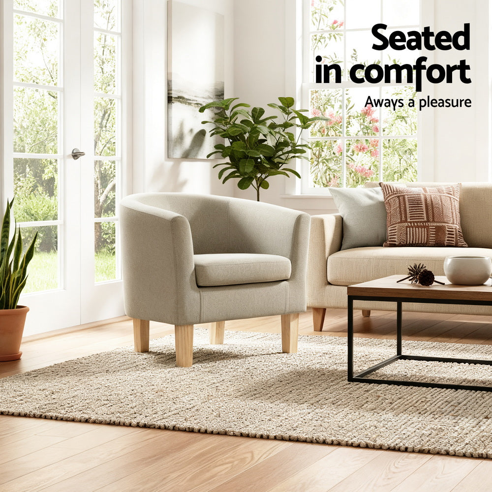 Abby Tub Armchair – Beige – 70 cm