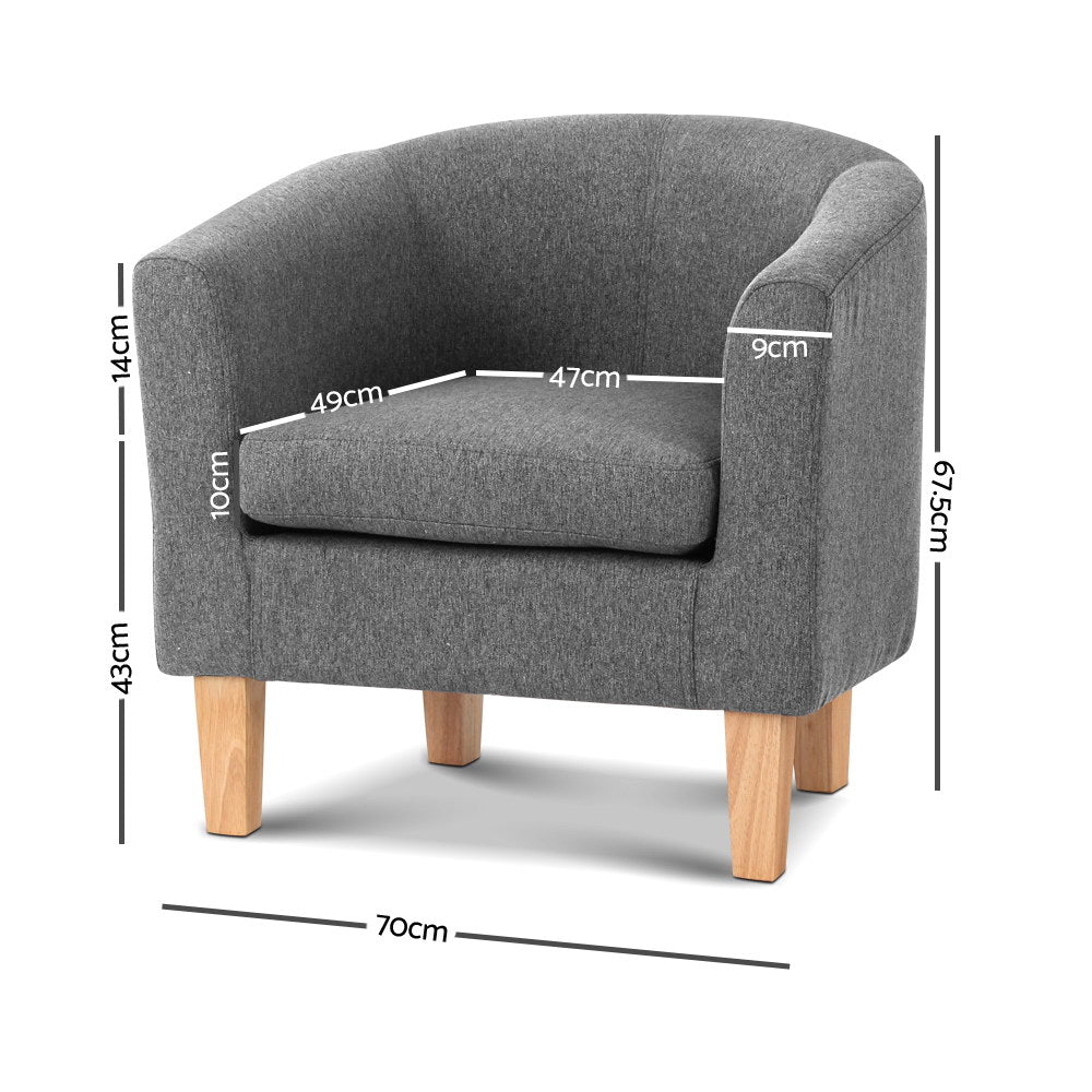 Abby Fabric Armchair – Grey – Single