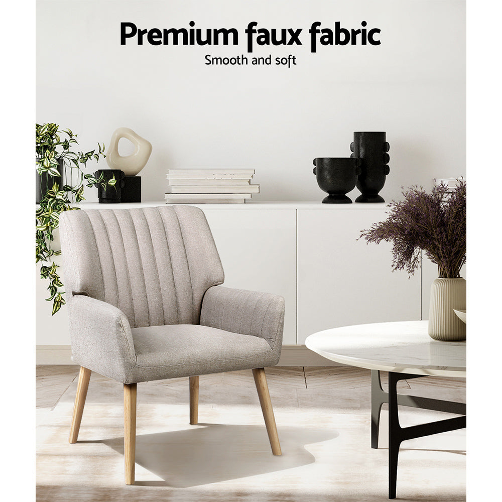 Halston Fabric Armchair – Beige
