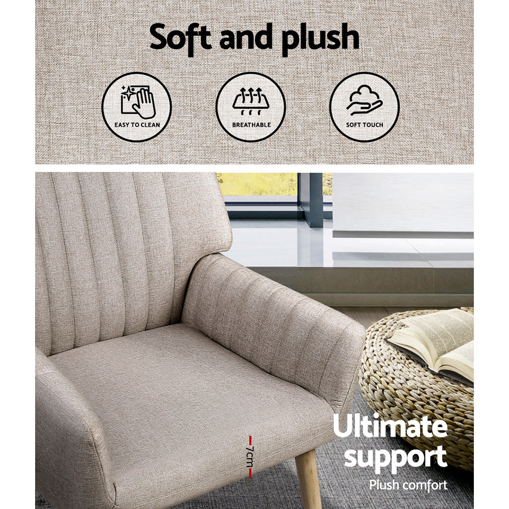 Sebastini Armchairs – Beige / Cream – Set of 2