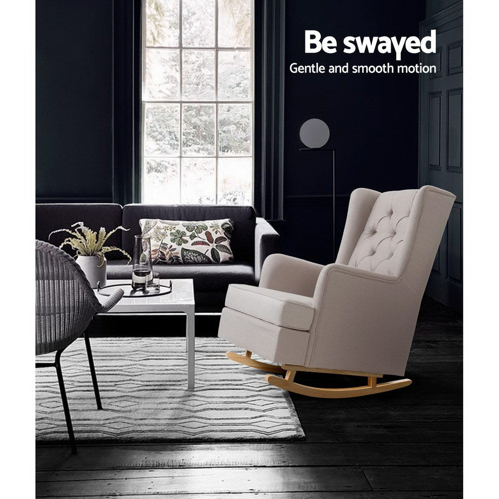 Avalon Linen Rocking Chair – Beige – Convertible