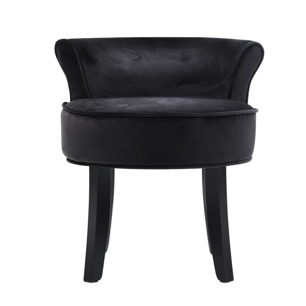 Daven Velvet Vanity Stool – Black – 51 cm