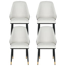 4 x Leather Dining Chairs – Beige Seat with Black Frame