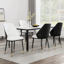 4 x Leather Dining Chairs – Beige Seat with Black Frame