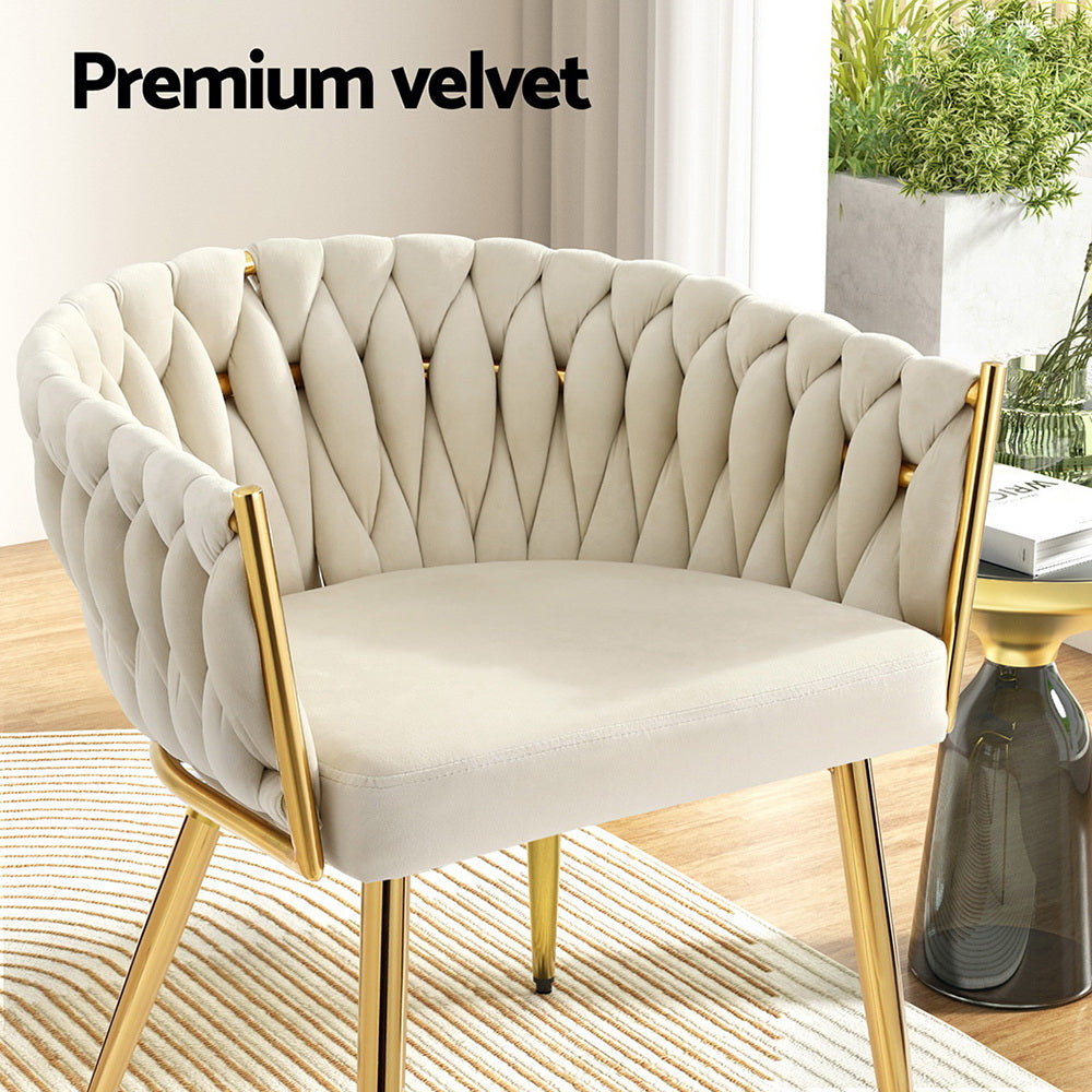Theron Velvet Dining Chair – Beige – Single
