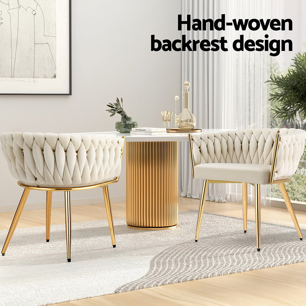 Emerson Velvet Armchairs – Beige – Set of 2