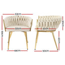 4 x Velvet Armchairs – Beige Finish, Classic Design