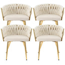 4 x Velvet Armchairs – Beige Finish, Classic Design