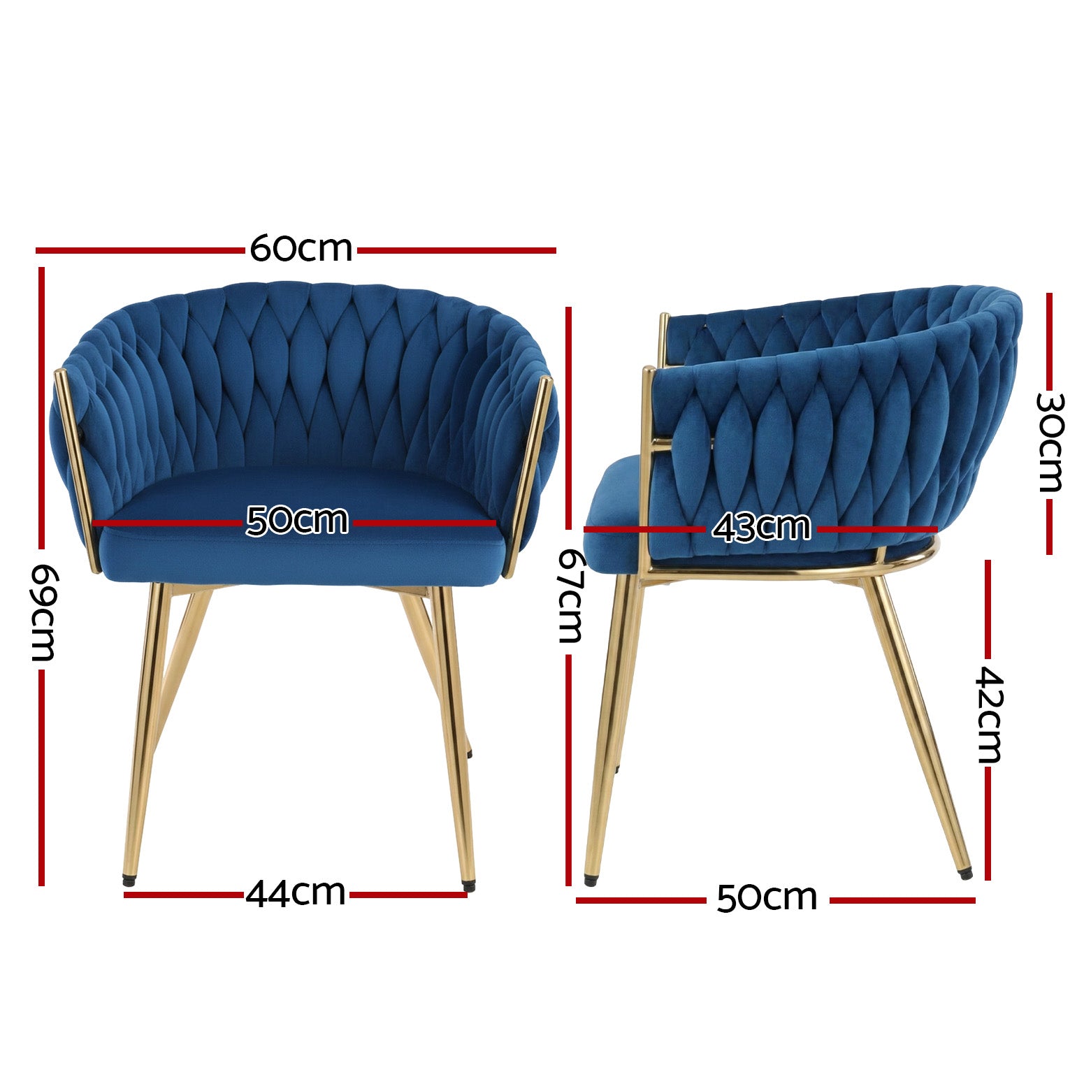 Cove Velvet Dining Armchairs – Blue – Set of 4