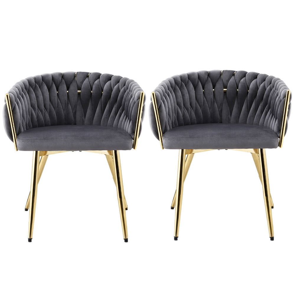 Sterling Velvet Armchairs – Grey – Set of 2