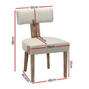 4 x Dining Chairs – Linen Fabric with Wooden Frame, Beige
