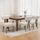 4 x Dining Chairs – Linen Fabric with Wooden Frame, Beige