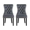 2 x Dining Chairs – Grey Velvet Upholstery