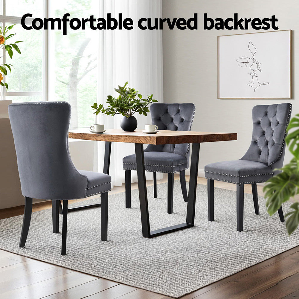 Breslin Velvet Dining Chairs – Grey – Set of 2