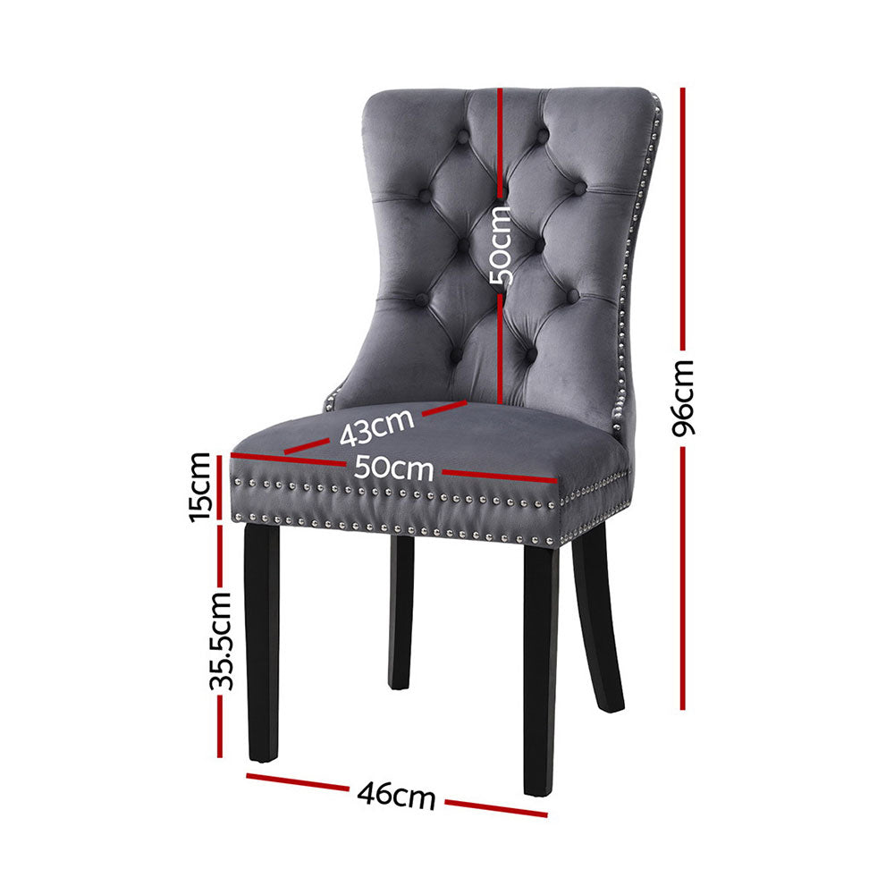Ashton Button Tufted Dining Chairs – Grey / Charcoal – Set of 4