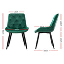 4 x Velvet Dining Chairs – Green Diamond Tufted Design