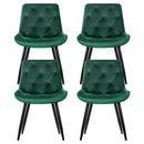4 x Velvet Dining Chairs – Green Diamond Tufted Design