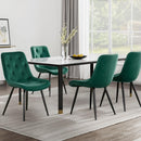 4 x Velvet Dining Chairs – Green Diamond Tufted Design