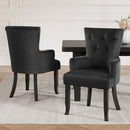 2 x Velvet Armchairs – French Provincial Style, Black