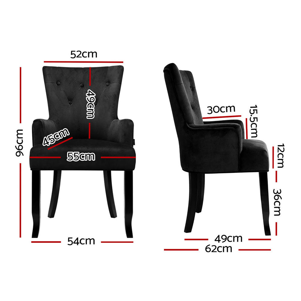 Cayes Velvet Armchairs – Black – Set of 4