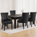 4 x Velvet Armchairs – French Provincial Style, Black