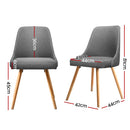 4 x Dining Chairs – Upholstered Grey Fabric, Wooden Legs