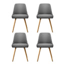 4 x Dining Chairs – Upholstered Grey Fabric, Wooden Legs