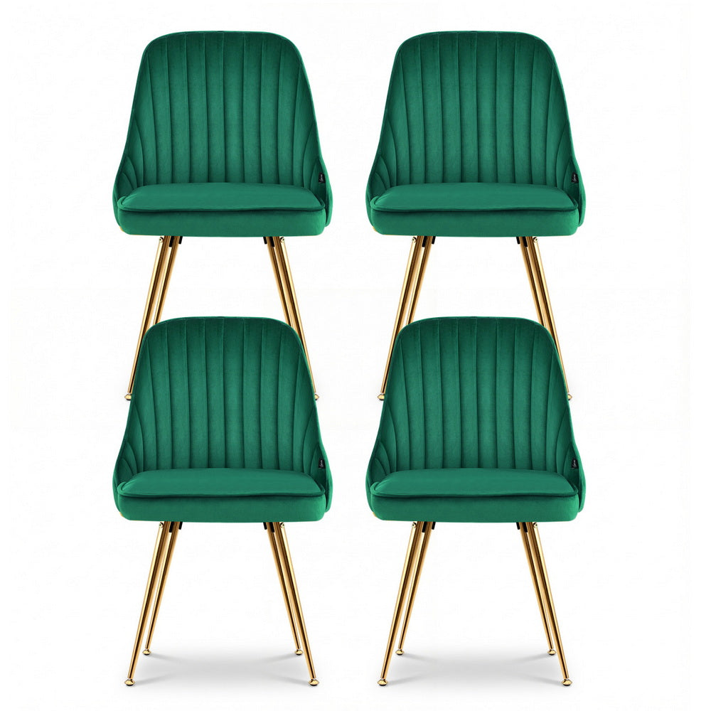 Alvara Velvet Dining Chairs – Green – Set of 4
