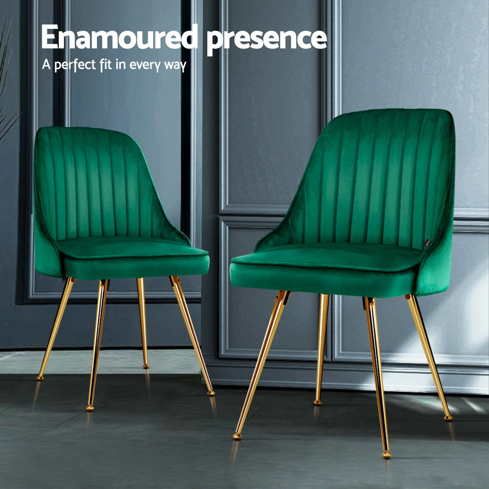 Alvara Velvet Dining Chairs – Green – Set of 4