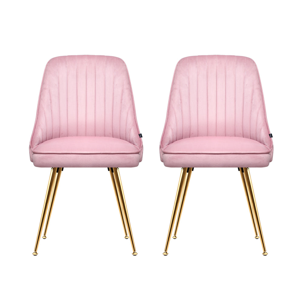 Valentina Velvet Dining Chairs – Pink – Set of 2