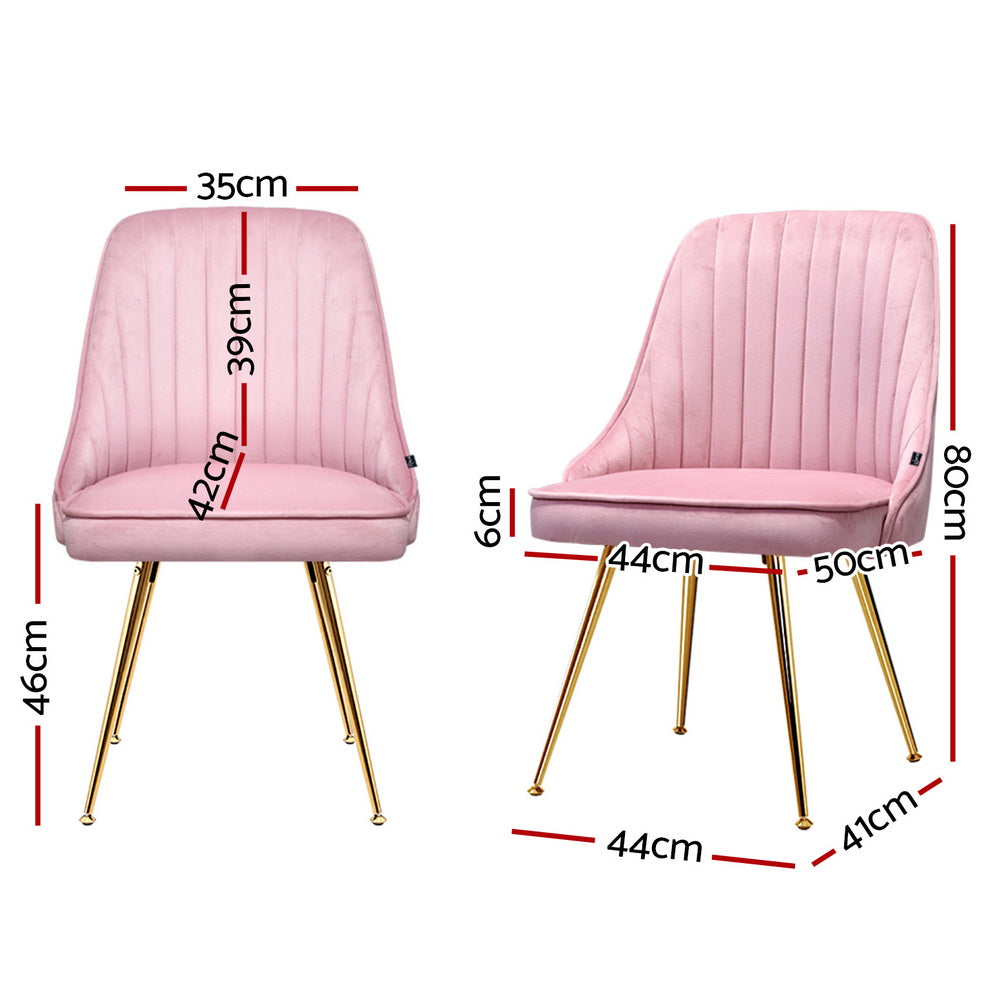 Alvara Velvet Dining Chairs – Pink – Set of 4