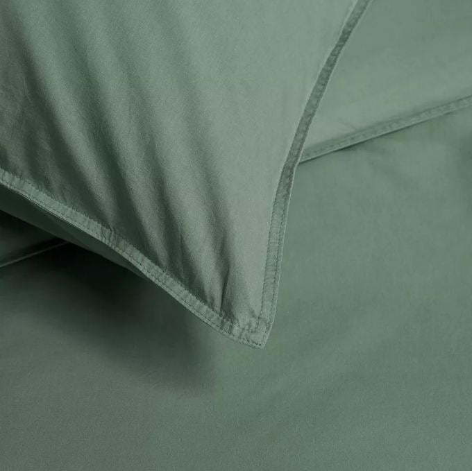 Organic Cotton Basic Green Quilt Cover Sets – King