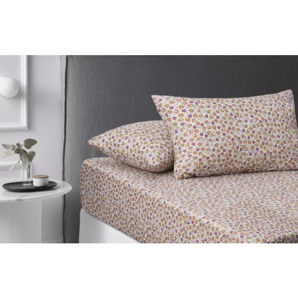 Lisa Washed Cotton Printed Fitted Green Sheet Set – King