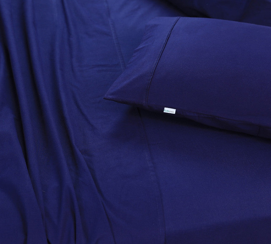 Linden Egyptian Cotton Vintage Washed Sheet Set – Navy Blue – Queen
