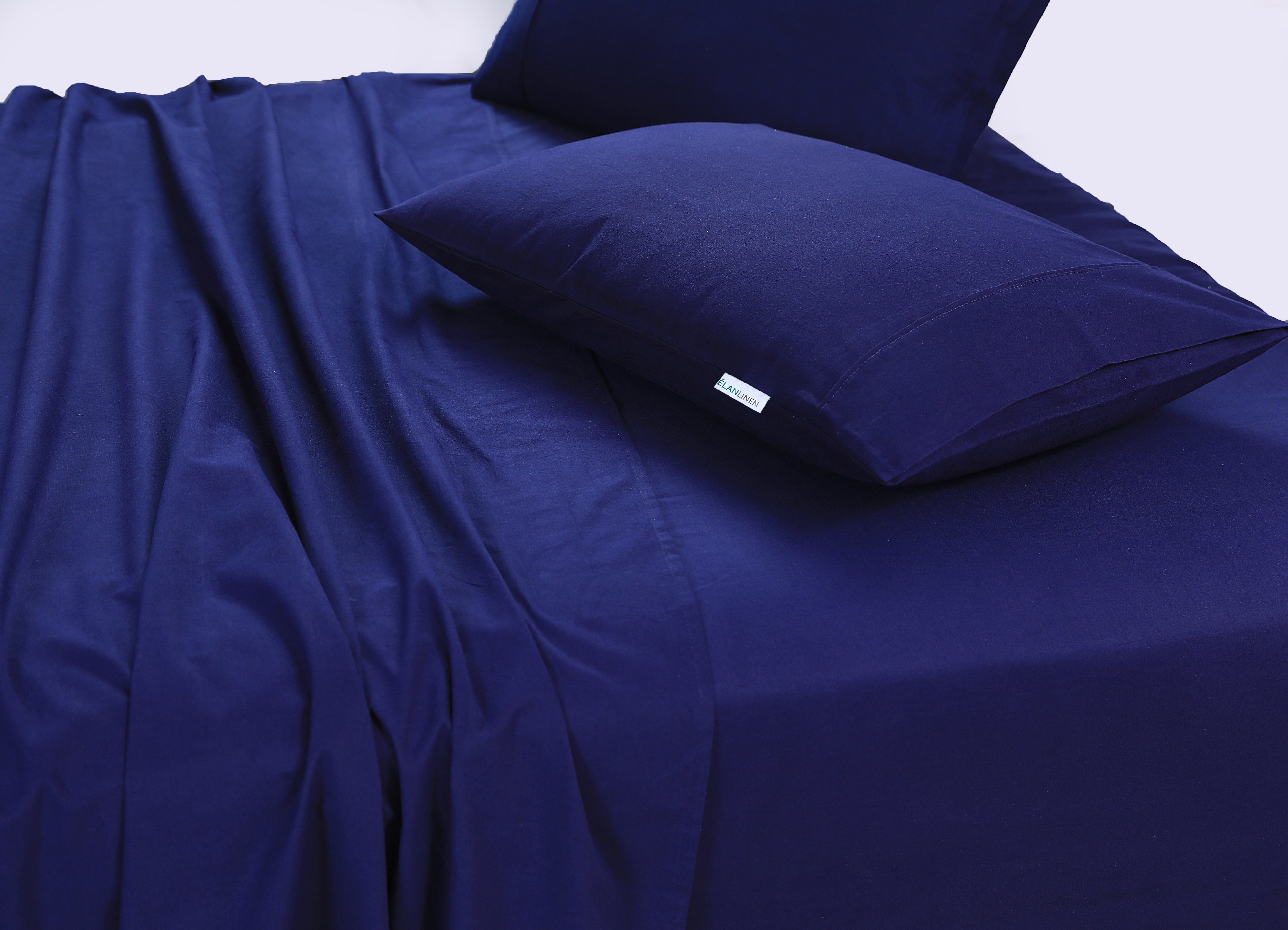 Nova Egyptian Cotton Vintage Washed Sheet Set – Navy Blue – Single