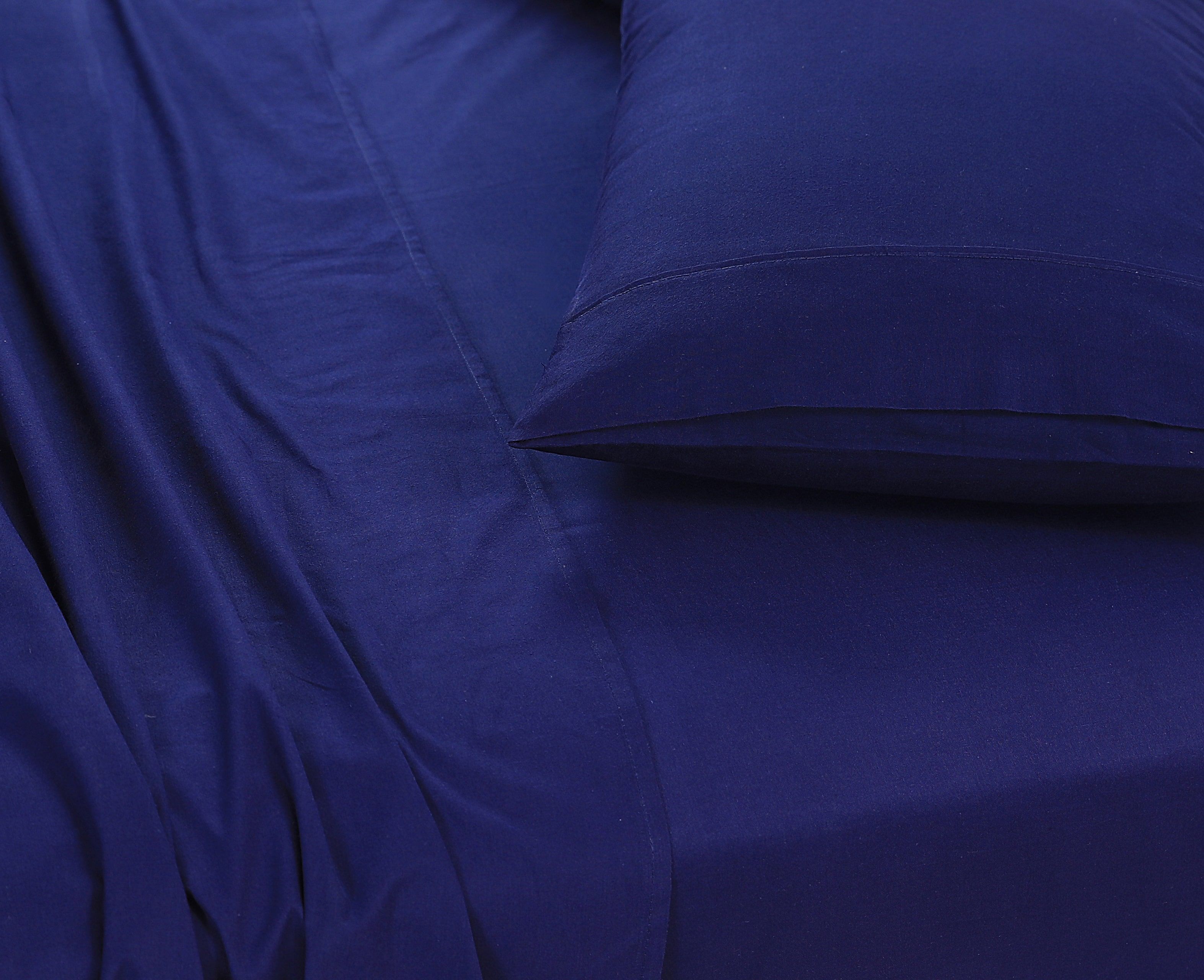 Nova Egyptian Cotton Vintage Washed Sheet Set – Navy Blue – Single