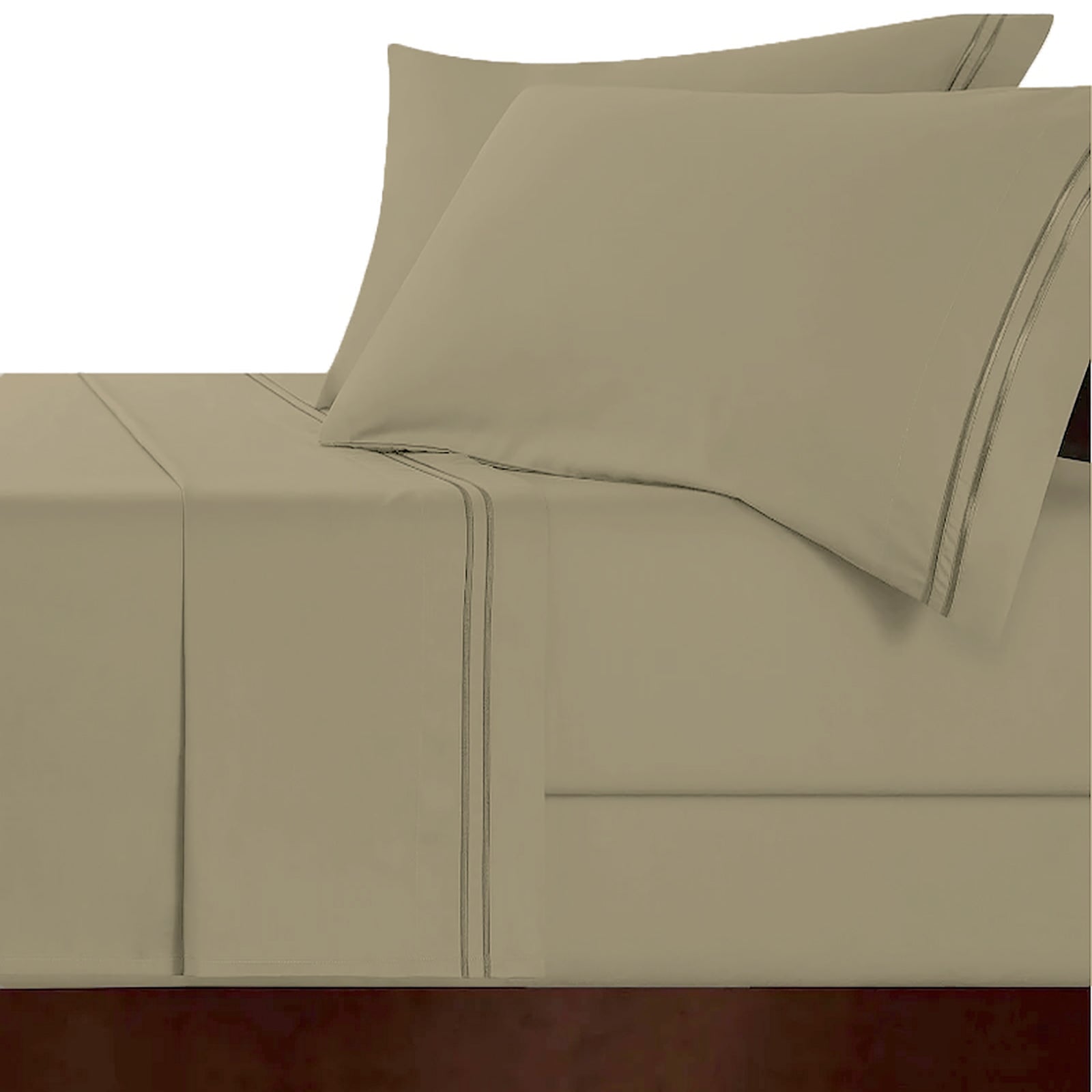 Strada Embroidered 1000 TC Egyptian Cotton Taupe Deep Sheet sets – Queen
